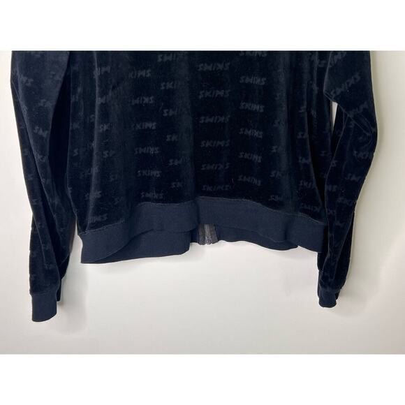 SKIMS Logo Print Long Sleeve Full Zip Hooded Jacket Velvet Black Women's Plus 3X - Picture 7 of 9